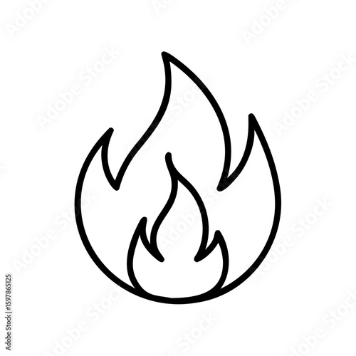 Fire icon in simplistic line design symbolizing heat and energy  