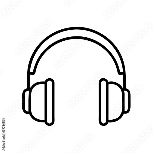 Headphones outline icon in minimalist style on a white background  