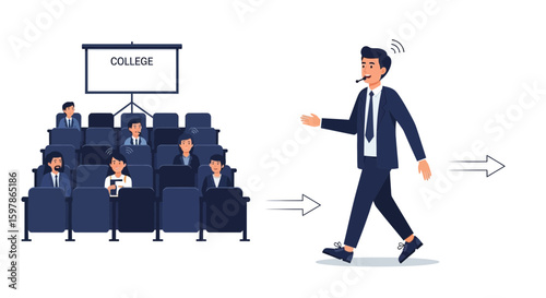 Engaging College Presentation With Active Speaker And Attentive Audience Illustration