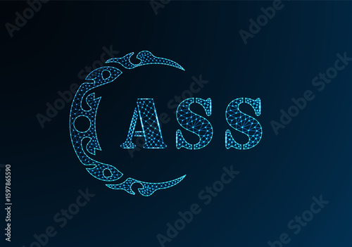 Low poly letter logo ASS design. ASS letter logo low poly vector design on blue color gradient background. ASS logo low poly design