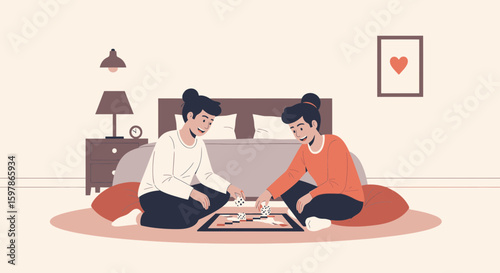 Enjoying Leisure Time: Friends Playing Board Game Together At Home