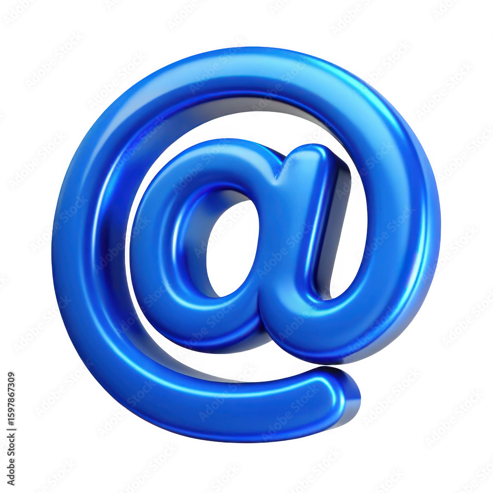 3d blue glossy at symbol isolated on transparent background 3d blue glossy at symbol isolated on transparent background