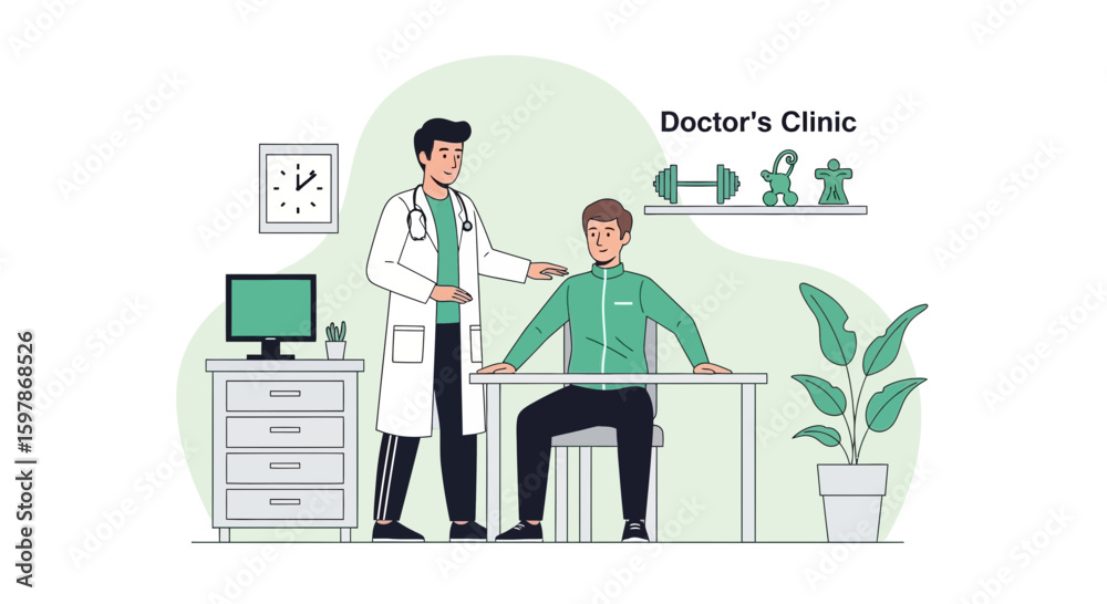 Healthcare Professional Assessing Patient In Doctor's Office For Medical Treatment Healthcare Professional Assessing Patient In Doctor's Office For Medical Treatment