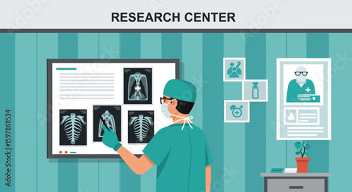 Examining Medical Images Doctor Analyzing X-rays In A Research Center Hospital