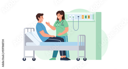 Caring Nurse Providing Comfort And Medical Support To A Recovering Patient In Hospital