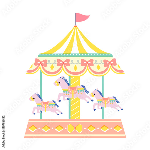 cute illustration of merry go round