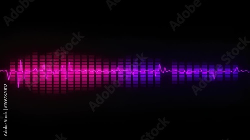 Animated Audio Spectrum Visualizer in Neon Pink and Violet Gradient on Black Background
