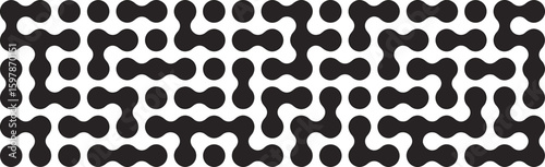 Abstract Black Metamorphosis Pattern, Featuring Connected Blobs and Metaball Shapes Creating an Organic, Digital, and Modern Seamless Background Design.