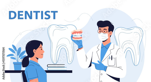 Dental Consultation And Explanation Concept By The Dentist For His Patient