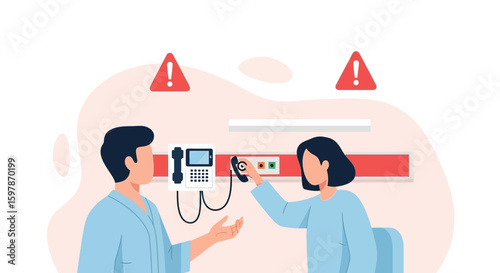 Hospital Emergency Alert Illustration Showing Patient Communication With Professionals
