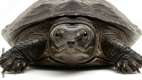 Close-up study of turtle, showcasing its texture and details, offering a unique perspective and