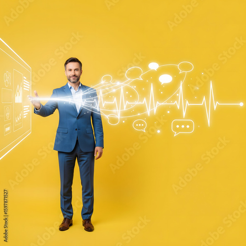 Male Internal Communications Manager fostering positive organizational culture with transparent messaging and employee engagement.