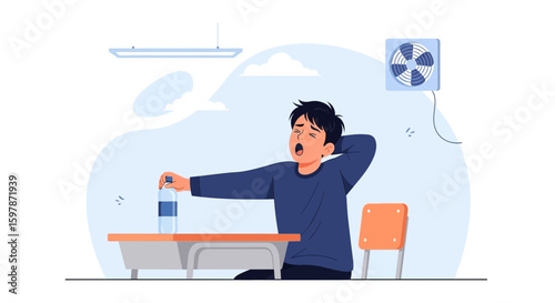 Feeling Exhausted And Overwhelmed By The Heat, Seeking Relief With Hydration