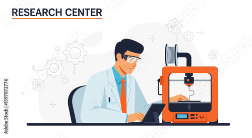 Innovative Scientist Using 3D Printer For Technological Development In Research Lab