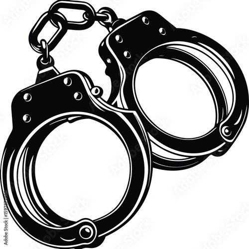 Handcuffed icons vector and Silhouette of handcuffs art collections