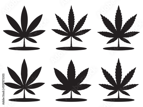 Cannabis Leaf and Smoking Icon Silhouettes – Marijuana Vector Set for Weed Culture Designs