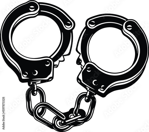 Handcuffed icons vector and Silhouette of handcuffs art collections