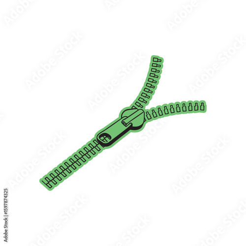 Illustration of an opened isometric zipper