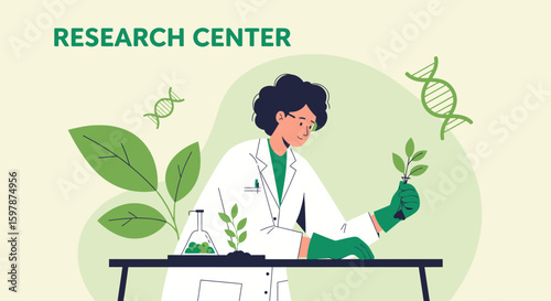 Female Scientist Examining Plant Growth in a Laboratory for Scientific Advancement