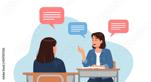 Discussing Ideas Between Two College Student Studying Together In University