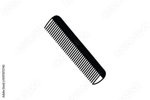 Simple Black and White Comb Illustration with Clean Lines and a Minimalist Design Aesthetic in Silhouette minimalist illustration comb