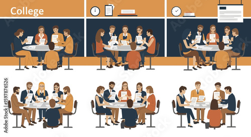Diverse Students Gather Around Tables For Collaborative Learning Sessions Campus