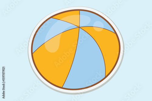 Blue and Yellow Beach Ball Sticker Illustration