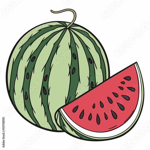 Watermelon  fruit vector illustration perfect for posters, icon, t-shirts, cards, wall art prints and ai design.