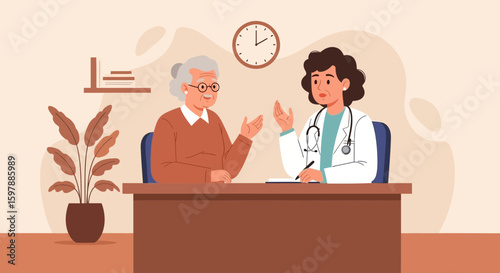 Senior Woman Consults Doctor About Health Issues In Medical Appointment