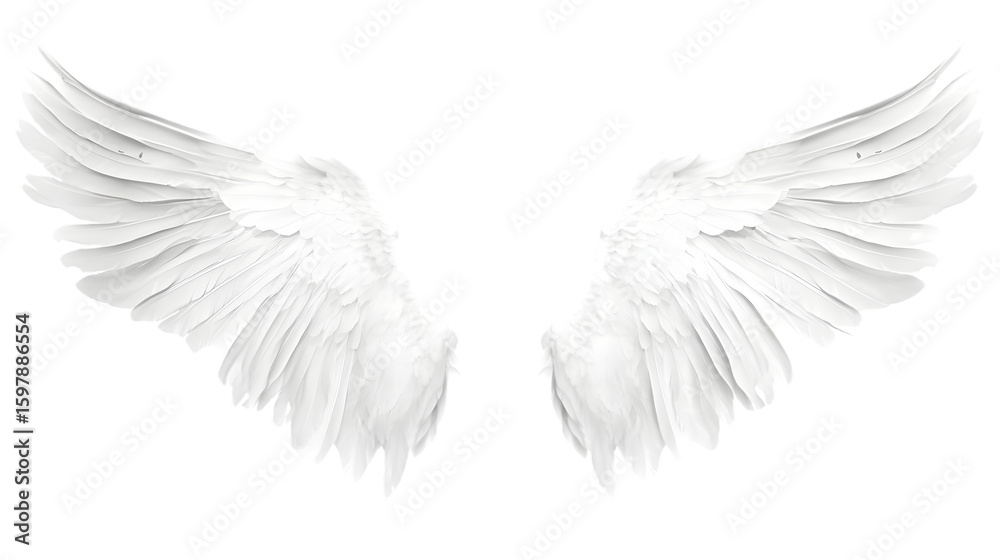 Fototapeta premium Beautiful Angel Wings Isolated on White Background with Transparency