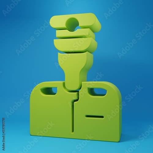 Green Captain of ship icon isolated on blue background. Travel tourism nautical transport. Voyage passenger ship, cruise liner. Minimalism concept. 3D render illustration