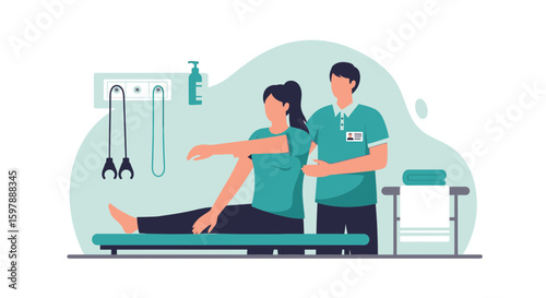 Physical Therapy Session Featuring Patient And Therapist In Modern Medical Office