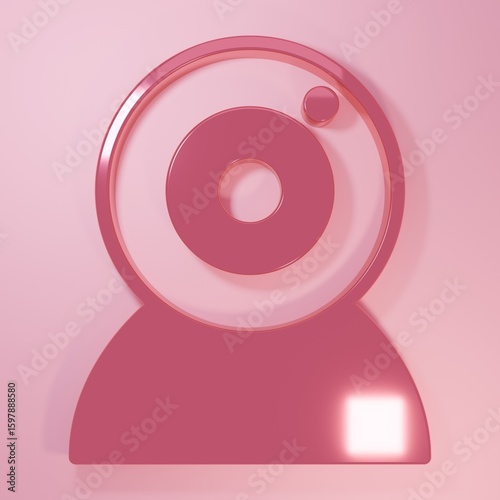 Pink Web camera icon isolated on pink background. Chat camera. Webcam icon. Minimalism concept. 3D render illustration