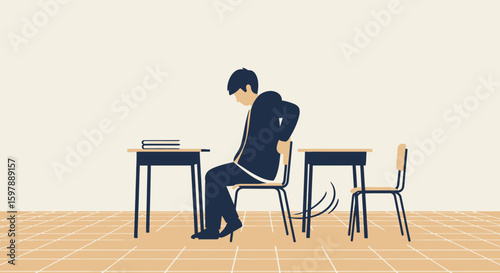 Student Back Pain Sitting On Chair In Classroom Health Problem Concept