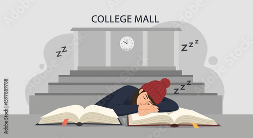 Student Exhaustion At University While Studying For Exams During Winter Season