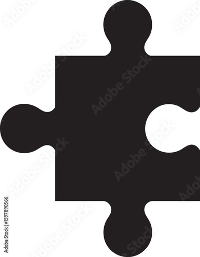 Silhouette Of A Puzzle Piece Vector Illustration Symbolizing Solution Problem Solving Connection Game Logic Simple Black Icon


