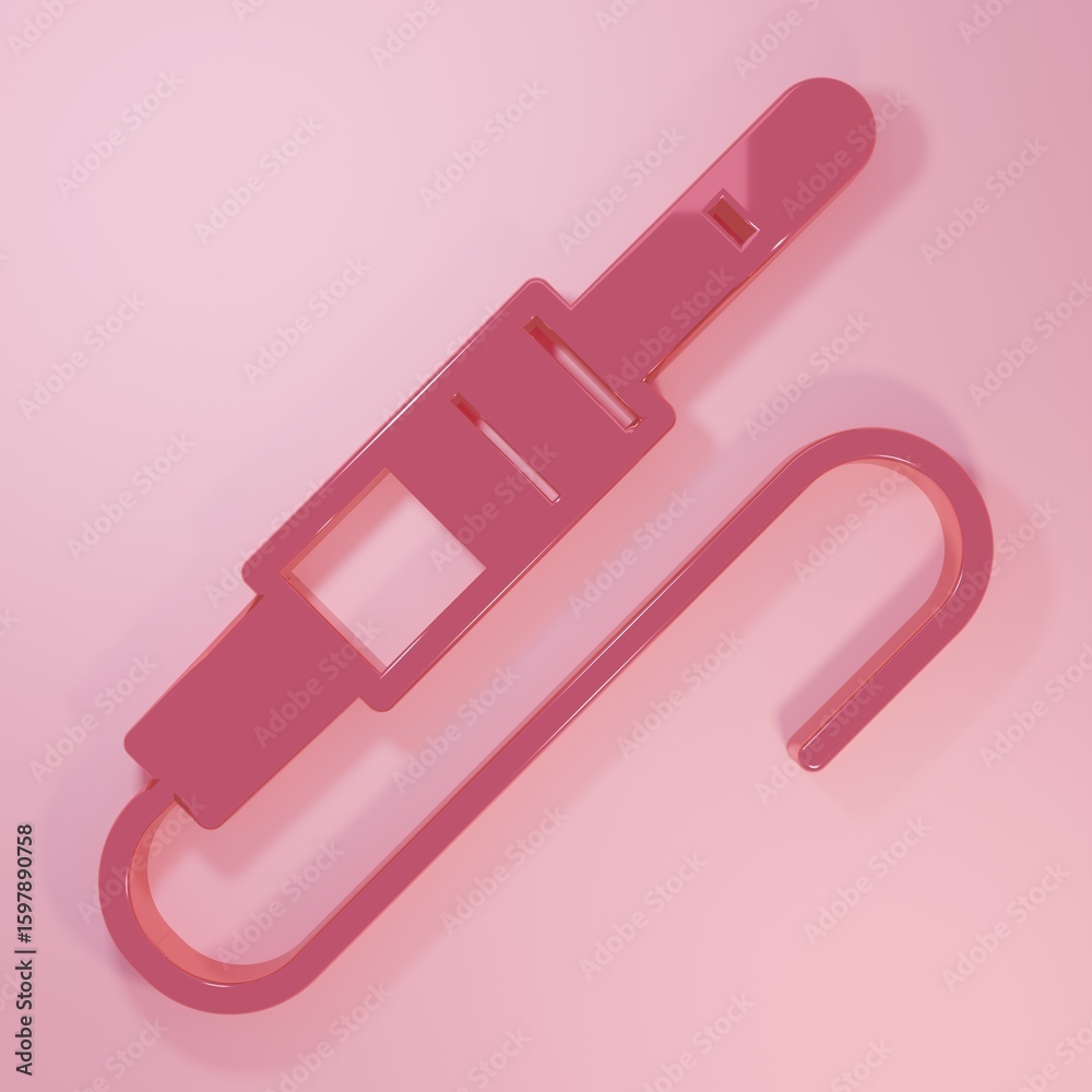 Pink Audio jack icon isolated on pink background. Audio cable for connection sound equipment. Plug wire. Musical instrument. Minimalism concept. 3D render illustration Pink Audio jack icon isolated on pink background. Audio cable for connection sound equipment. Plug wire. Musical instrument. Minimalism concept. 3D render illustration
