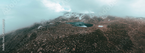 Mountain Landscape with Lake and Fog