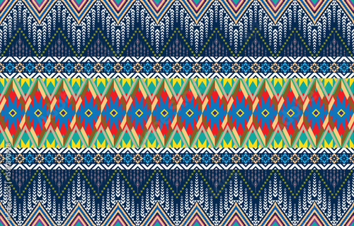 Ikat geometric folklore ornament with diamonds. Tribal ethnic vector texture. Seamless striped pattern in Aztec style. Folk embroidery. Indian, Scandinavian, Gypsy, Mexican, African rug.