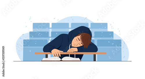 Student Overwhelmed Sleeps In Class After Exhaustive Study Session Deadline Near