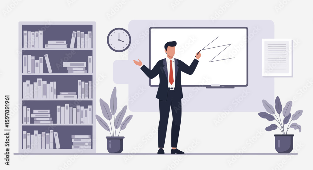 Fototapeta premium Professional Presentation Of Business Man Explaining Strategy In Office Room