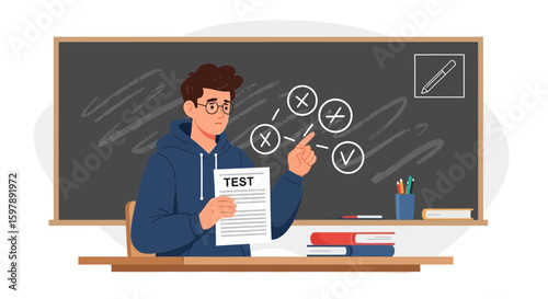 Student Receiving Poor Grade On Examination Studying For Test Class Session