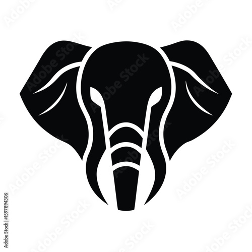 Minimalist Logo of an Elephant's Head from a Single Line