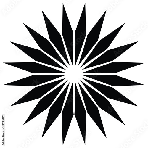 Radial Sunburst Pattern Made of Sharp Triangular Lines