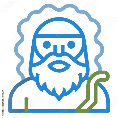 Abstract Illustration of a Bearded Figure with a Philosophical Aura for Educational Blogs, Mythology Websites, Creative Projects, and Cultural Awareness Content  