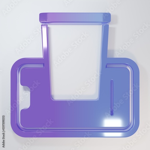 Purple-blue Food ordering on mobile icon isolated on grey background. Order by mobile phone. Restaurant food delivery concept. Minimalism concept. 3D render illustration
