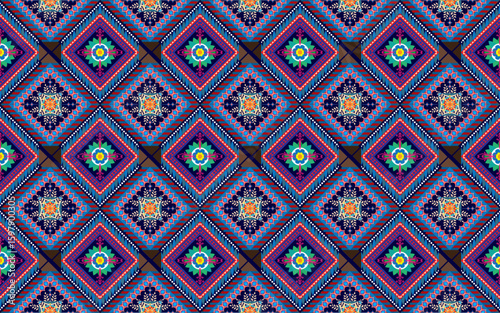 Geometric ethnic oriental seamless pattern traditional Design for background,carpet,wallpaper,clothing,wrapping,Batik,fabric,Vector,illustration,embroidery style.