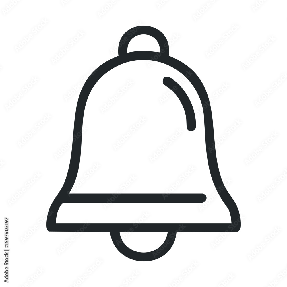 Minimalist black and white bell icon with bold outline Minimalist black and white bell icon with bold outline