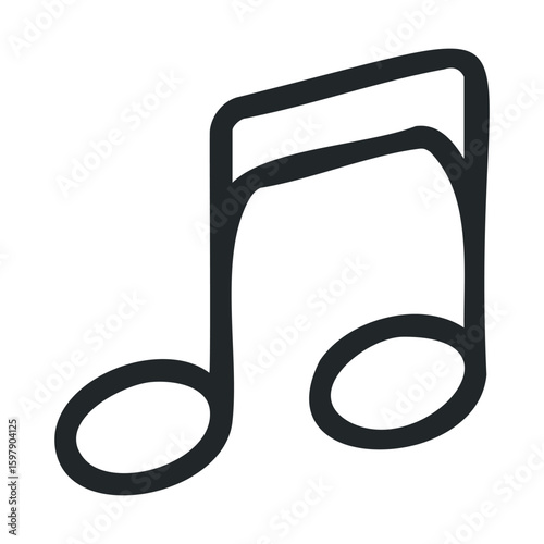 Black music note icon on white background