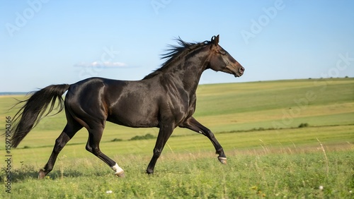 Racking Horse Trotting Smoothly in Open Pasture